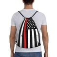 thumbnail image 2 of Easygdp Firefighters USA Flag Drawstring Backpack, Beach Sackpack, Travel Sackpack Lightweight for Sports, Gym, Travel, Swimming - Medium, 2 of 9