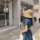 thumbnail image 2 of Gorros de paja con cabeza grande hechos a mano para mujer, sombreros de sol plegables con protección solar, estilo coreano INS, para viajes, vacaciones y playa, 2 of 4