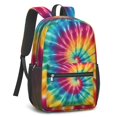 thumbnail image 2 of Red and Yellow Tie Dye Pattern 17" School Backpacks for Teens,Waterproof Oxford Fabric,S-Shape Padded Straps for School,Travel,Hiking,Camping, 2 of 6