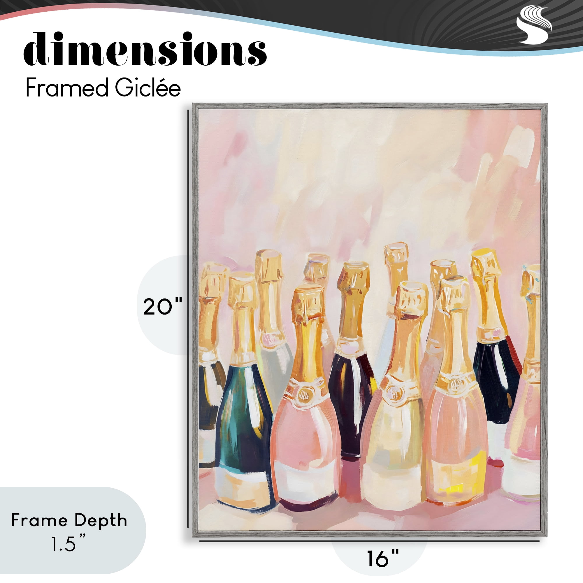 Stupell Industries Blush Champagne Bottles Collection Gray Framed Giclee Art, design by The Prints Vibe