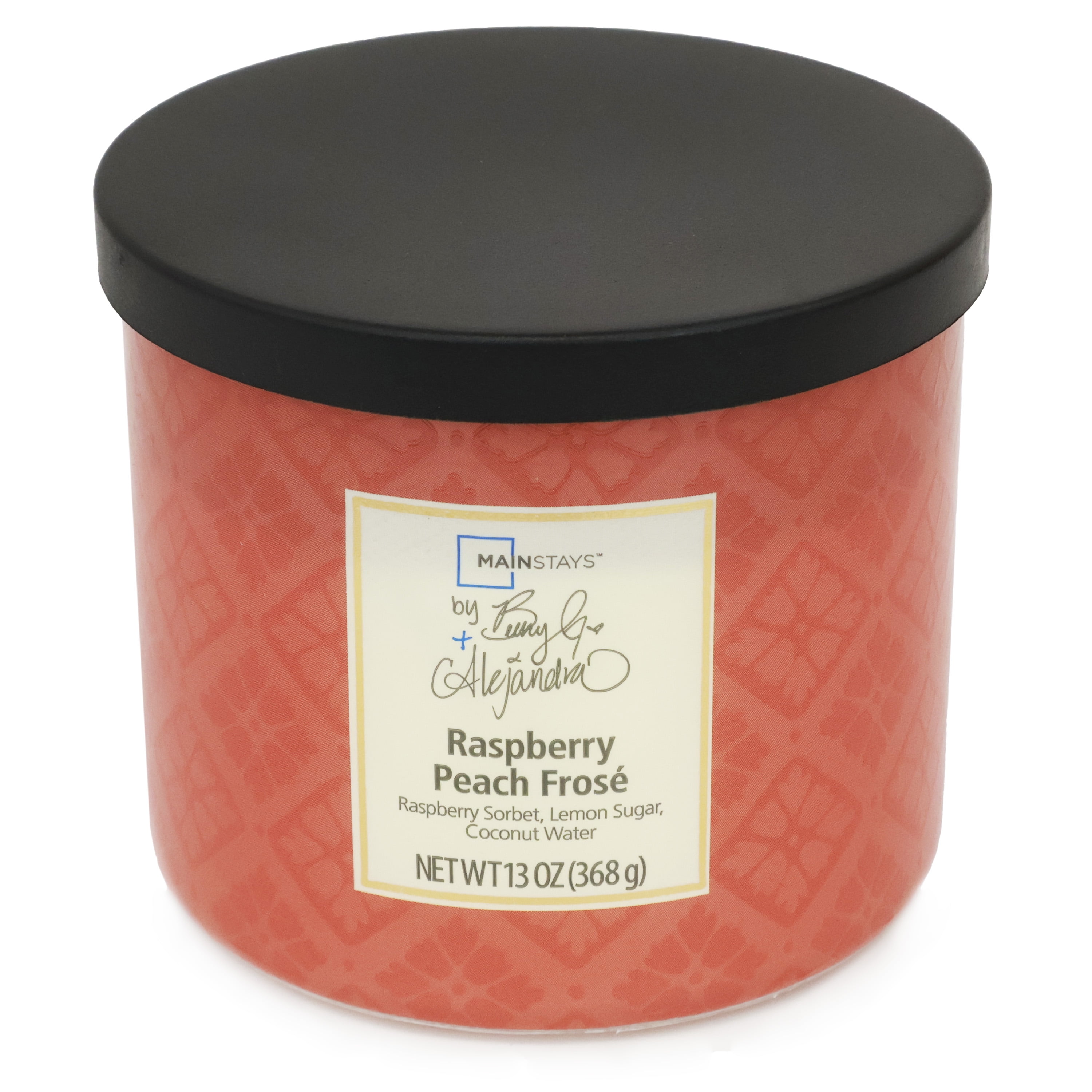 Mainstays by Becky G. & Alejandra 3-Wick Raspberry Peach Frose Candle, Orange Tile, 13 oz