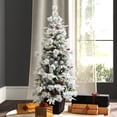 thumbnail image 3 of LuxenHome 4.5Ft Pre-Lit Snow Flocked Full Pine Potted Artificial Christmas Tree, 3 of 10