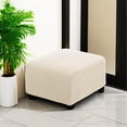 thumbnail image 3 of Square Covers Slipcovers Folding Storage Stool Furniture Protector Form Fit with Elastic Bottom, Stretch High Small Checks Jacquard Fabric(M，white), 3 of 5