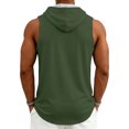 thumbnail image 4 of Yifymode Men's Tank Top Gym Sleeveless Hoodies Summer Casual Hooded Shirts Muscle Bodybuilding Lightweight Sweatshirts,Dark Green M, 4 of 4