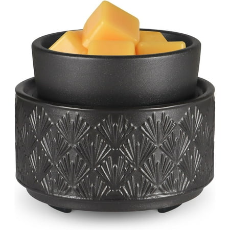 Wax Melt Warmer 2 in1 Candle Wax Warmer Fragrance Warmer for Wax Cubes Wax Melter Perfect Christmas Gifts for Mom Women(White Brown)