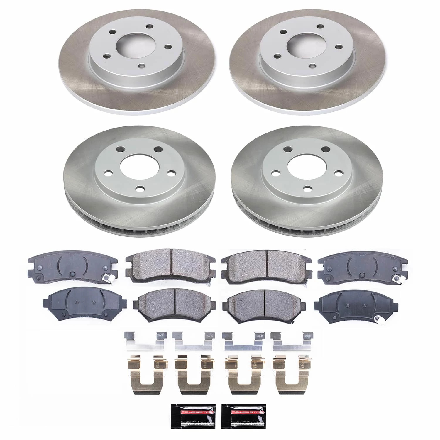 PowerStop Front and Rear Semi-Coated Rotor and Low-Dust Ceramic Brake Pad Kit SC2556