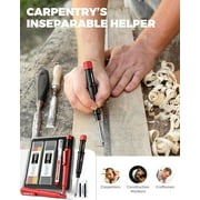 STAGEEK Carpenter Pencil with Sharpener, Mechanical Carpenter Pencils with 19 Refills, construction pencils heavy duty Woodworking Tools, Deep Hole Long Nib Marker Pens for Architect Marking