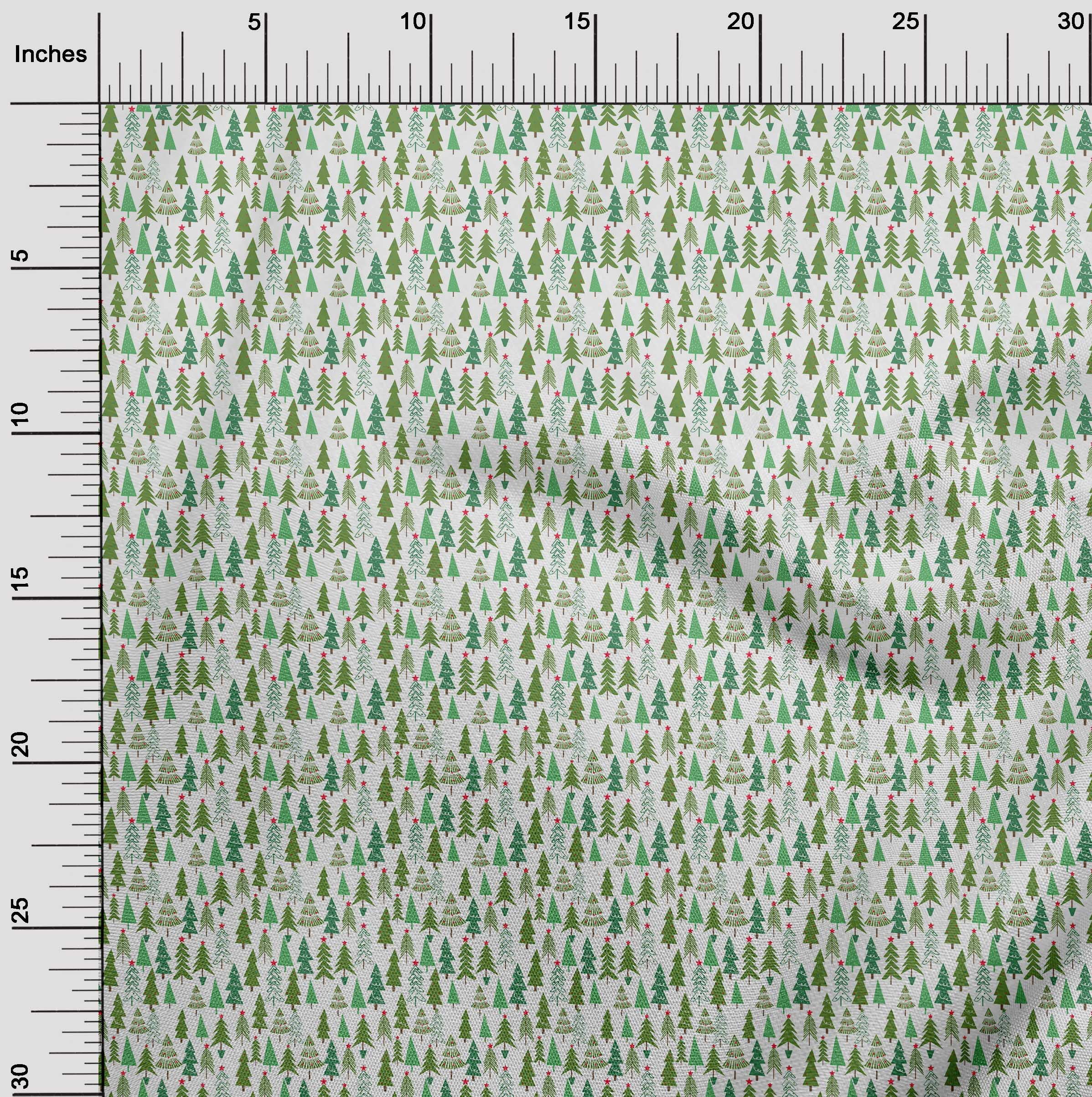 oneOone Cotton Silk Forest Green Fabric Christmas Craft Projects Decor Fabric Printed By The Yard 42 Inch Wide