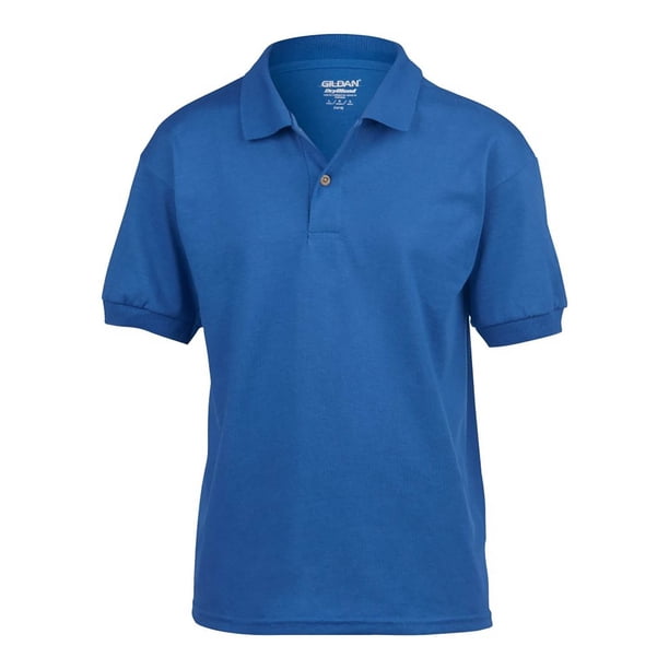 Gildan- Polo de manga corta de piqué doble para niñas (Azul)