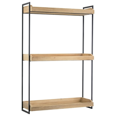 

American Art Decor Wood and Metal 3 Tier Wall Mounted Shelving Unit (30 x 19.75 x 7 )