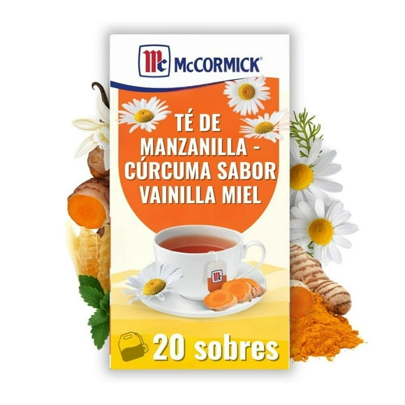 Té de manzanilla - cúrcuma McCormick sabor vainilla miel 20 sobres