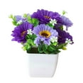 thumbnail image 2 of SPRING PARK Artificial Chrysanthemum Flower Potted Plant Lifelike Gypsophila Wood Pot Bonsai, 2 of 7