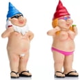 thumbnail image 1 of Gnomos de jardín Gnomos de jardín desnudos divertidos - Estatuas pequeñas groseras - Regalo de jardinería para familias y vecinos (una pareja) [Clase de eficiencia energética A+++], 1 of 2