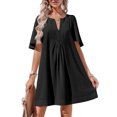 thumbnail image 2 of Women Summer Short Sleeve Dress Casual V Neck Flowing Mini Dress, 2 of 3