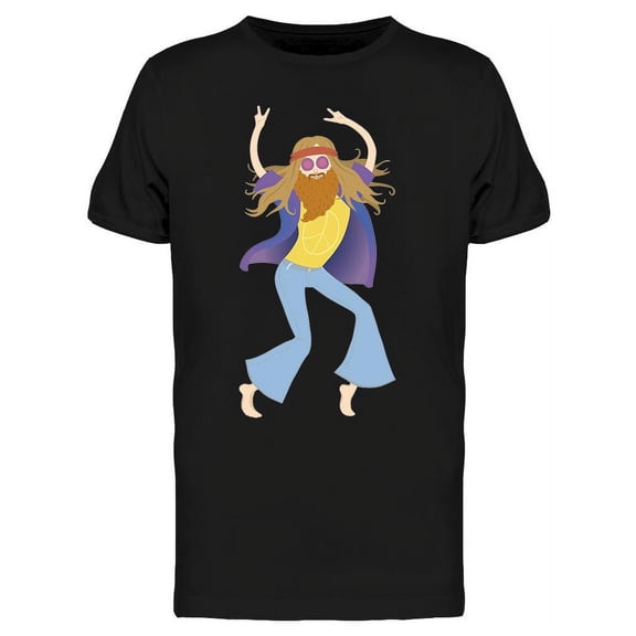Dancing Hippie Cartoon T-Shirt Men -Image by Shutterstock, Male Large