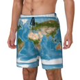 thumbnail image 2 of Balery Earth View World Map Mens Swim Trunks Swim Shorts for Men Quick Dry Inseam Beach Shorts with Compression Liner Pocket-XX-Large, 2 of 9