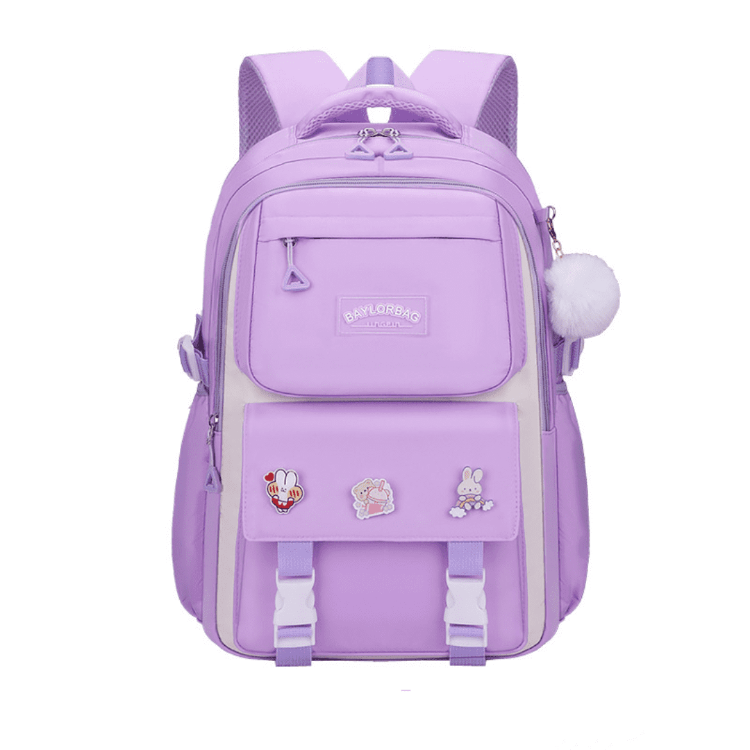 KAMUGO Girls Backpack Set 2Pcs,Bookbag and Shoulder Bag for Kids,Waterproof Casual Daypack with Lunch Bag(Purple)