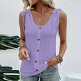 thumbnail image 2 of up to 60% off Gifts wycnly Womens Tank Tops Beach Casual Solid Hollowed Button Down Shirts Vest with Drawstring Summer Trendy Plain Crewneck Sleeveless Shirts Blouse Purple m, 2 of 7