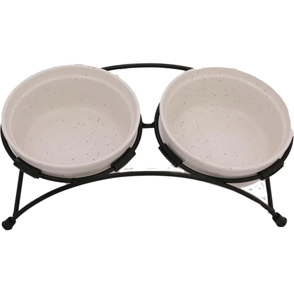 INDIPETS Pawsome Pottery Stoneware Pet Feeders: Non-Skid Pet Water and Food Bowl | 10 oz , Snow White (PN: 200003)