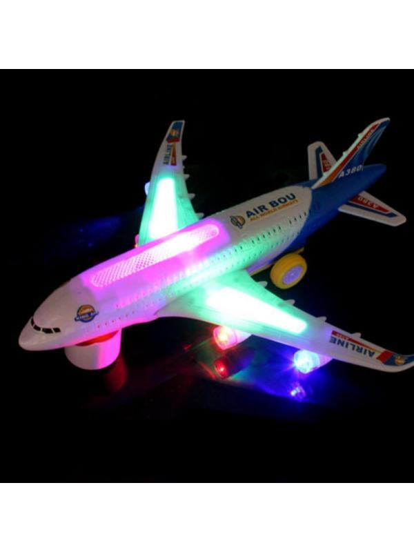 KIDS ELECTRIC LIGHT & MUSIC AIR PLANE AIRBUS A380/747 BUMP AND GO TOY 43 CM 
