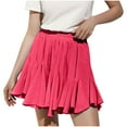 thumbnail image 6 of Elvqul Elastic Waist Skirts for Women Trendy Loose Pleated Solid Color Womens Mini Skirts Hot Pink, 6 of 7