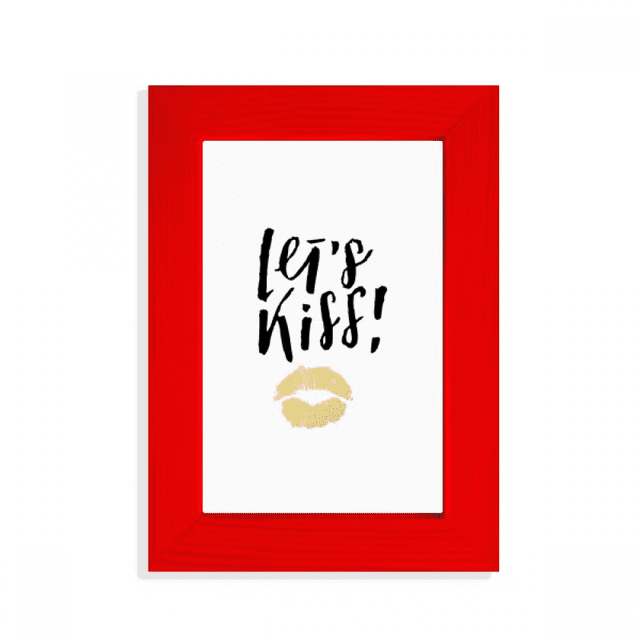 Kiss Citation Écriture Manuscrite Style Image Affichage Art Rouge Cadre Photo