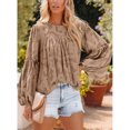 thumbnail image 2 of Blusa de Manga Larga ANGGREK Cuello Redondo Estampado Floral Con Volantes JA1711, 2 of 6