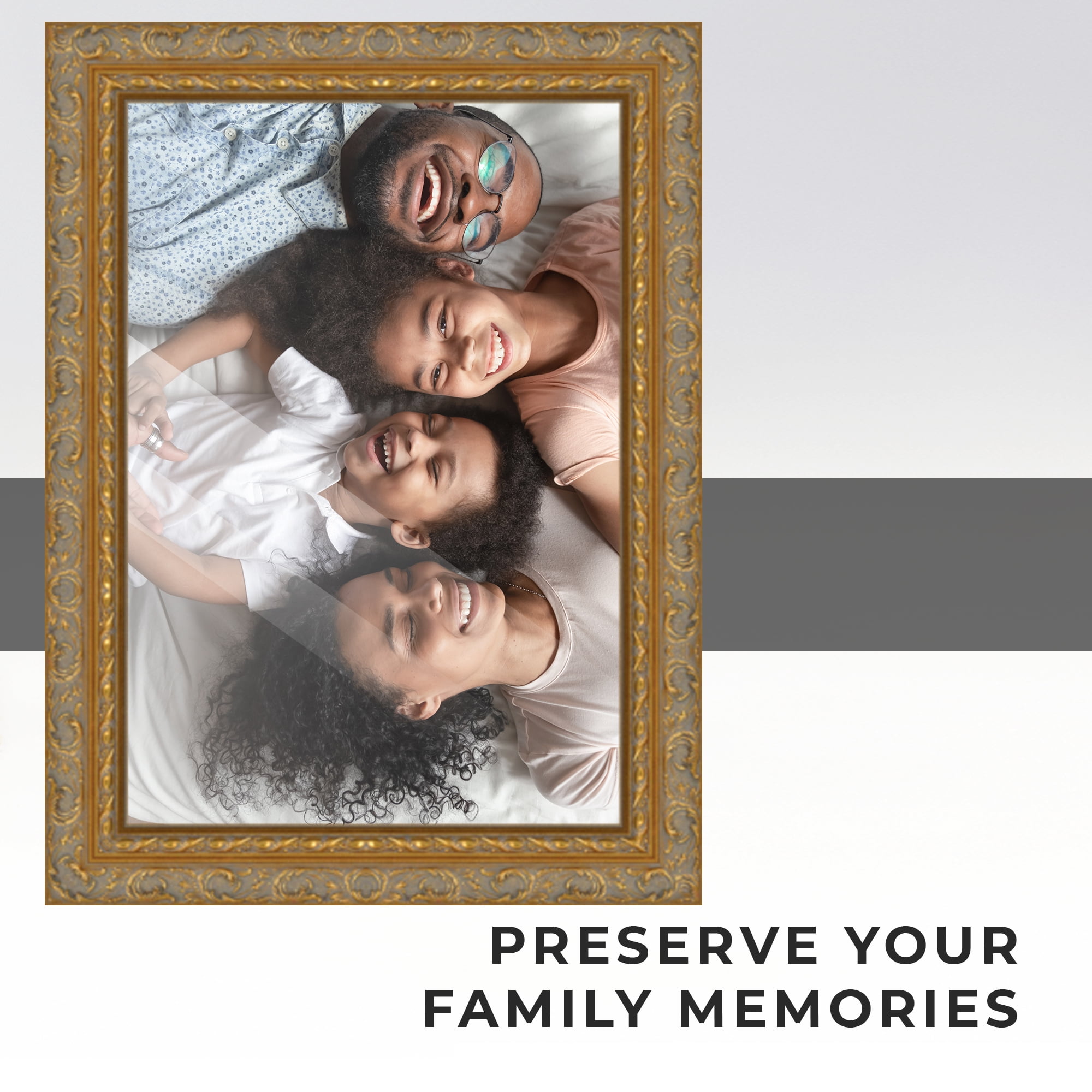 18x24 Frame Gold Ornate Solid Wood Picture Frame | 2 Inch Moulding Width | Firman Traditional Photo