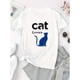 thumbnail image 2 of Camiseta Ligera de verano para mujerCreative Cat Print T-Shirt, Casual Short Sleeve Crew Neck Polyester Tee, Women'S Fashion Trendy Sports Tops, Medium Stretch, 180g/㎡, All SeasonFather's Day, Mothe, 2 of 6