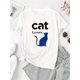 thumbnail image 2 of Camiseta Ligera de verano para mujerCreative Cat Print T-Shirt, Casual Short Sleeve Crew Neck Polyester Tee, Women'S Fashion Trendy Sports Tops, Medium Stretch, 180g/㎡, All SeasonFather's Day, Mothe, 2 of 6