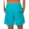 thumbnail image 3 of Capreze Men Boardshorts Solid Color Beach Pants Elastic-Waist Gym Swimsuit Drawstring Mens Breathable Mid-Waist Fitness Pocket Sky Blue XXL, 3 of 5
