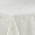 thumbnail image 3 of SARO 1681.I69S 69 in. Square Elegant Tablecloth with Embroidered Fleur-de-Lis Design - Ivory, 3 of 5