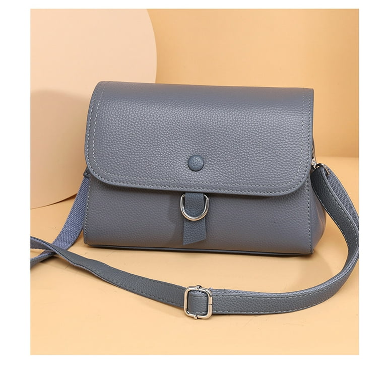 Adult Cowhide Lychee Pattern Crossbody Bag, Blue, 1-Piece