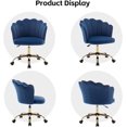thumbnail image 6 of Swivel Office Chair, Modern Home Office Desk Chair, Velvet Shell Back Vanity Chair with Golden Metal Base, Height Adjustable Upholstered Cute Task Chair, Navy, 6 of 14