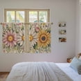 thumbnail image 3 of Vintage Daisy Floral Kitchen Curtains 45 Inch Length, Spring Flowers Botanical Leaves Rustic Tiers Curtains for Bathroom Bedroom Cafe, Light Filtering Small Window Treatment Drapes 2 Panels 42"Wx45"L, 3 of 8