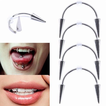 Altrian Stainless Steel C Bar Smile Lip Tiger Teeth Vampire Body Piercing Jewelry
