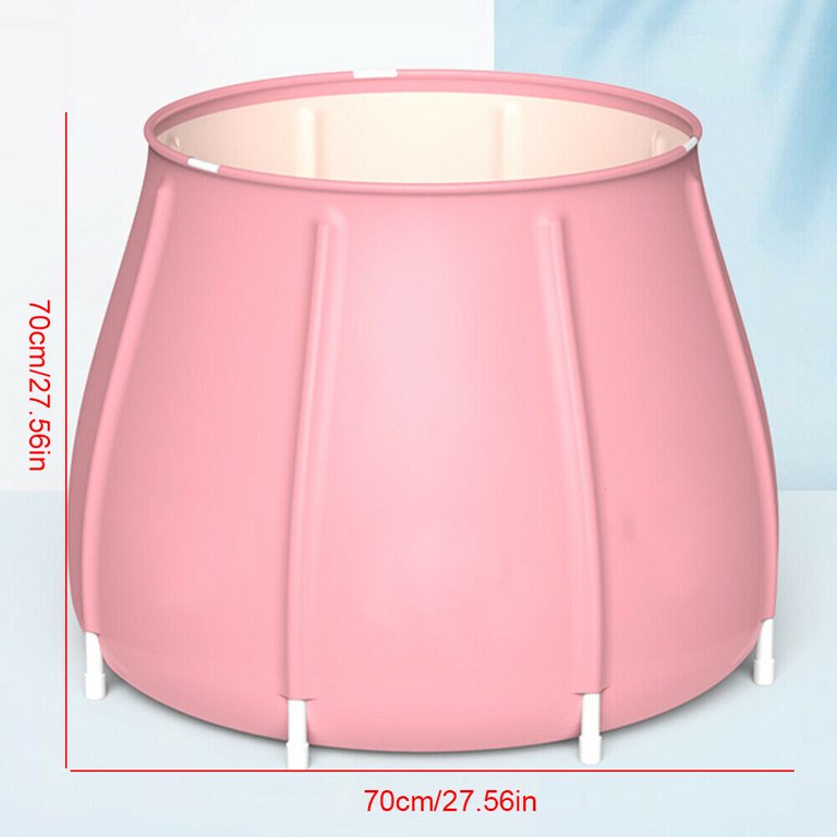 Bathtub Foldable Bath Bucket Round Inflatable Spa Bath Tub PVC Warm Tub  Home Bathroom for Adult Baby Kid Pink