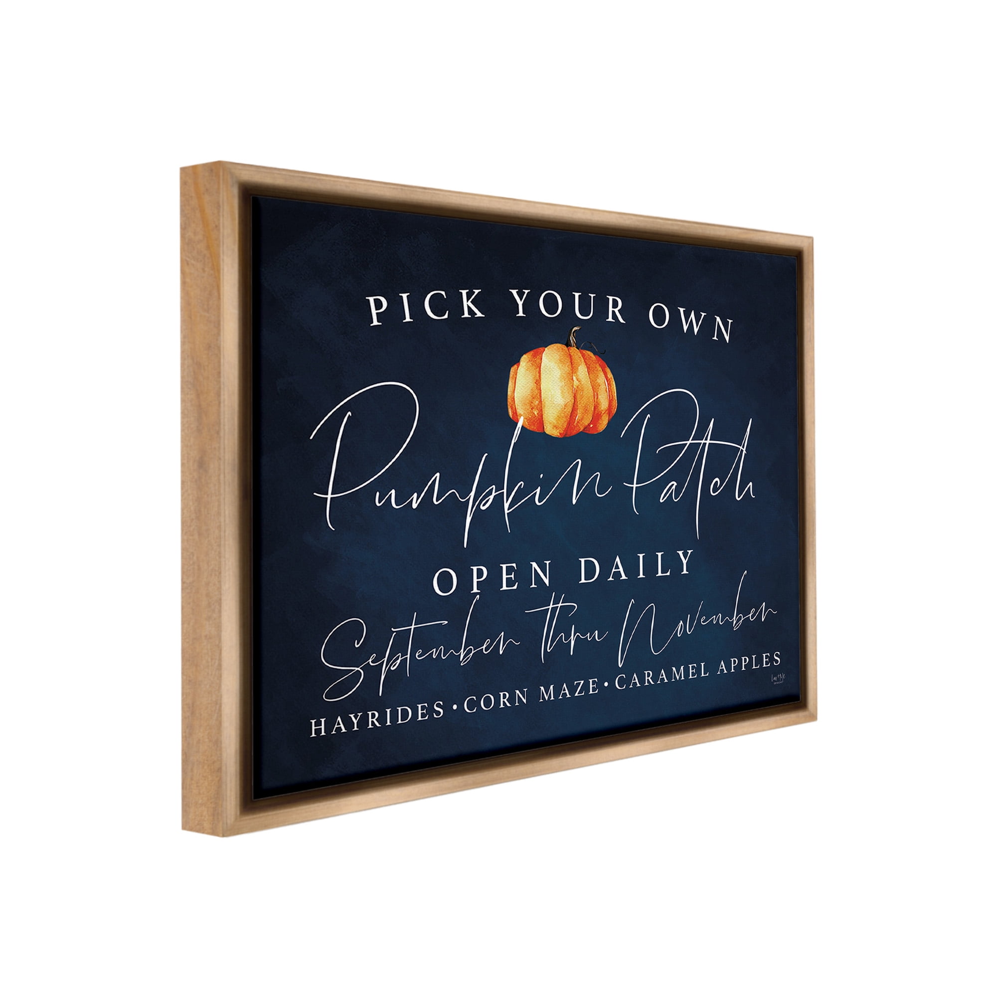 Stupell Industries Pick Your Own Pumpkins Landscape Painting Brown Floater Framed Canvas Art Print Wall Art, 31 x 25