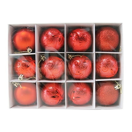 

aoksee 12PCS Christmas Tree Ornament Pendant Party Supplies Tree Hanging Plastic Ball Gift on Clearance