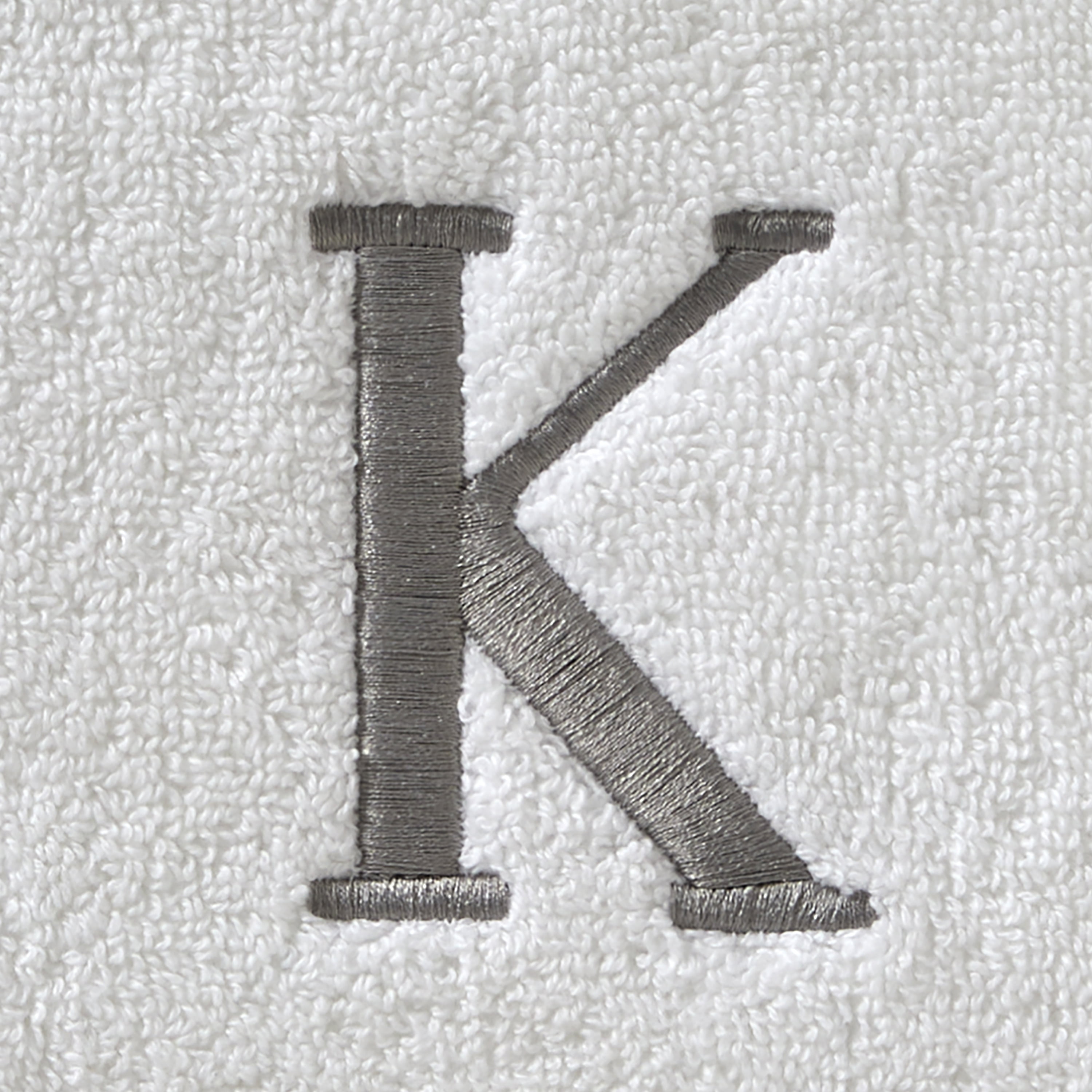 SKL Home Casual Monogram Cotton Hand Towels (2-Pack), "K", White