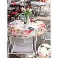 thumbnail image 4 of Outdoor Tablecloth with Umbrella Hole and Zipper, Pink Flower Round Table Cloth 60 Inch Waterproof Tablecloth, Spring Floral Butterflies Birds Elegant Farmhouse Picnic Table Cover for Patio Camping, 4 of 7