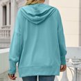 thumbnail image 5 of Hooded Sweatshirts for Women Button Collar Solid Color Casual Lightweight Pullover Loose Comfy Hoodies Tops with Pockets, 5 of 5