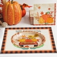 thumbnail image 5 of Fall Placemats, Pumpkin Theme Table Mat, Orange Black Plaid, Retro Dining Mat, Fall Harvest Party Place mats, Linen Heat Resistant Mats, Stain Resistant Mat, Thanksgiving Party Placemat, 5 of 6