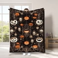 thumbnail image 2 of Manta de franela con estampado de calabaza y hoja de arce para Halloween, manta tipo chal para todas las estaciones, 2 of 6