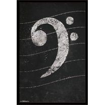 Bass Clef - Chalk Wall Poster, 22.375" x 34", Framed