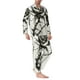 thumbnail image 2 of Fotbe Black And White Rose Pijama de Hombre con Estampado de Manga Larga, Conjunto de 2 Piezas, Ropa de Dormir Suave y Cómoda con Bolsillos-Small, 2 of 7