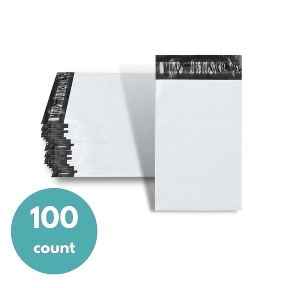 MMBM Poly Mailers 12x15.5 | 100 Pcs Bulk | Small Mailing Envelopes/Shipping Bags | White/Gray Packaging Bags for Shipping | Non-Padded Poly Mailers | Self Sealing Mailing Bags for Small Items