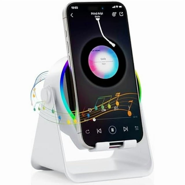 wonima11 Wireless Induction Speaker, 5 in 1 Bluetooth Speaker with Cell Phone Stand, HD Stereo Sound Compatible with iPhone iPad Android Tablet, Birthday Gifts for Women Men Him