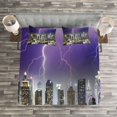 thumbnail image 3 of Ambesonne City Quilted Bedspread Set 3 Pcs, Storm Thunder in New York, Queen Size, Charcoal Grey Indigo, 3 of 3