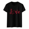 thumbnail image 2 of NAMTYQX Tops for Women Trendy Cute Stretch Cool Plus Size Crew Neck Gemustert Graphic Short Sleeve Loose Short Sleeve Blouses for Women Black Size XL, 2 of 4